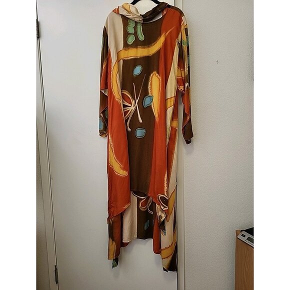 Essence by Mail Bali Boho Layered Dress Kaftan Burnt Orange Brown Med - Picture 9 of 11